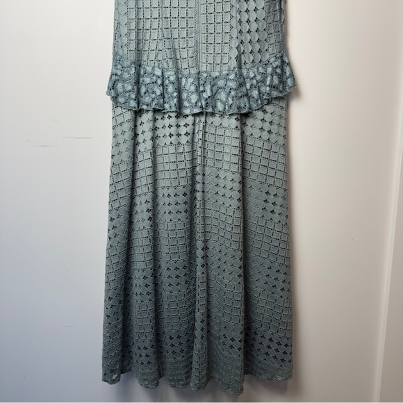 Anthropologie Antoinette Ruffled Lace Midi Dress Green Size 14 NWT $250 - Picture 9 of 9